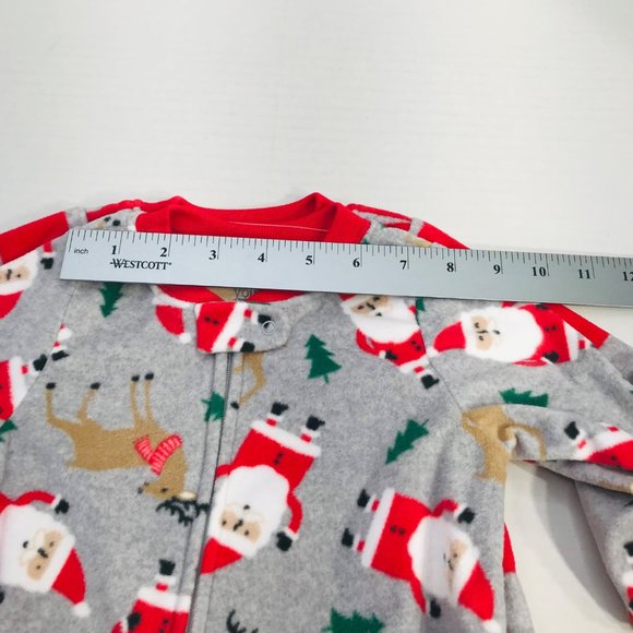 2 Pack Just One You Made By Carter's Baby Size 9 Month Santa Footed Pajama New - Picture 8 of 16